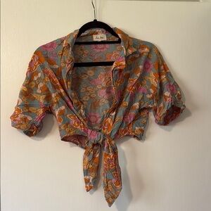 Floral Tie-Front Crop Top